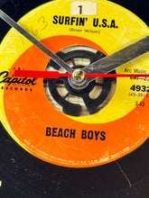 Load image into Gallery viewer, Beach Boys "Surfin' U.S.A." Record Clock 45rpm Recycled Vinyl