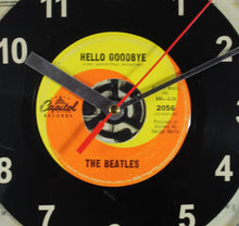 Load image into Gallery viewer, The Beatles "Hello Goodbye" Record Clock 45rpm Recycled Vinyl