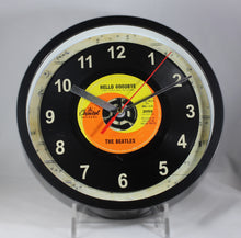 Load image into Gallery viewer, The Beatles "Hello Goodbye" Record Clock 45rpm Recycled Vinyl