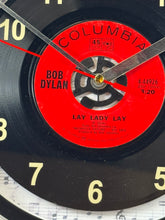 Load image into Gallery viewer, Bob Dylan "Lay Lady Lay" Record Clock 45rpm Recycled Vinyl