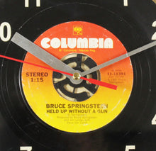 Load image into Gallery viewer, Bruce Springsteen "Held Up Without Gun" Record Clock 45rpm Recycled Vinyl