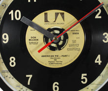 Load image into Gallery viewer, Don McLean "American Pie- Part 1" Record Clock 45rpm Recycled Vinyl
