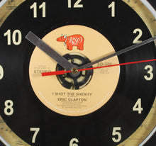 Load image into Gallery viewer, Eric Clapton "I Shot The Sherif" Record Wall Clock 45rpm Recycled Vinyl