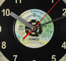 Load image into Gallery viewer, James Taylor "Steamroller" Record Clock 45rpm Recycled Vinyl