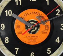 Load image into Gallery viewer, Johnny Cash "A Boy Named Sue" Record Clock 45rpm Recycled Vinyl
