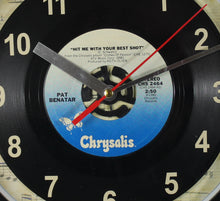 Load image into Gallery viewer, Pat Benatar "Hit Me With Your Best Shot" Record Clock 45rpm Recycled Vinyl