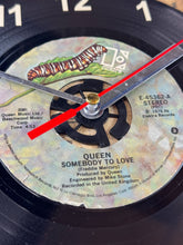 Load image into Gallery viewer, Queen "Somebody To Love" Record Clock 45rpm Recycled Vinyl
