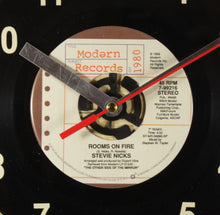 Load image into Gallery viewer, Stevie Nicks "Rooms On Fire" Record Clock 45rpm Recycled Vinyl