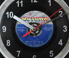 Load image into Gallery viewer, The Supremes "Where Did Our Love Go" Record Clock 45rpm Recycled Vinyl