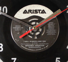 Load image into Gallery viewer, Whitney Houston "I Will Always Love You" Record Clock 45rpm Recycled Vinyl