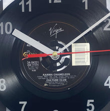 Load image into Gallery viewer, Culture Club "Karma Chameleon" Record Clock 45rpm Recycled Vinyl