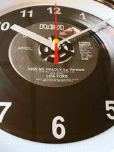 Load image into Gallery viewer, Lita Ford "Kiss Me Deadly" Record Clock 45rpm Recycled Vinyl Record Wall Clock One Of A Kind