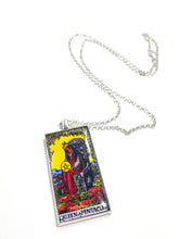 Load image into Gallery viewer, Queen Of Pentacles Tarot Card Pendant Necklace - Large