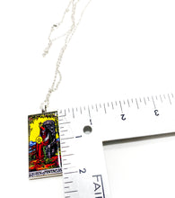 Load image into Gallery viewer, Queen Of Pentacles Tarot Card Pendant Necklace - Large