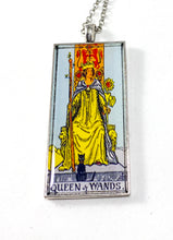 Load image into Gallery viewer, Queen Of Wands Tarot Card Pendant Necklace - Large
