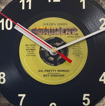 Load image into Gallery viewer, Roy Orbison "Oh, Pretty Woman" Record Clock 45rpm Recycled Vinyl