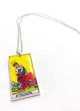 Load image into Gallery viewer, Strength Tarot Card Pendant Necklace - Large