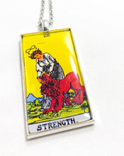 Load image into Gallery viewer, Strength Tarot Card Pendant Necklace - Large