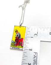 Load image into Gallery viewer, Strength Tarot Card Pendant Necklace - Large