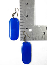 Load image into Gallery viewer, Blue Vinyl Record Earrings- Recycled One Of A Kind, Lightweight, Upcycled
