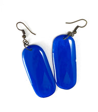 Load image into Gallery viewer, Blue Vinyl Record Earrings- Recycled One Of A Kind, Lightweight, Upcycled