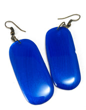 Load image into Gallery viewer, Blue Vinyl Record Earrings- Recycled One Of A Kind, Lightweight, Upcycled