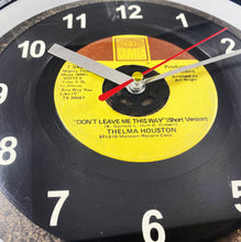 Load image into Gallery viewer, Thelma Houston "Don't Leave Me This Way" Record Clock 45rpm Recycled Vinyl Record Wall Clock One Of A Kind