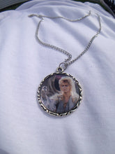 Load image into Gallery viewer, Labyrinth David Bowie Jareth Charm Necklace with Silver Charm Goblin King
