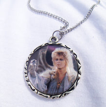 Load image into Gallery viewer, Labyrinth David Bowie Jareth Charm Necklace with Silver Charm Goblin King