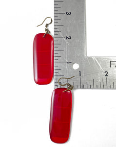 Red Vinyl Record Earrings- Recycled One Of A Kind, Lightweight, Upcycled