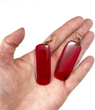Load image into Gallery viewer, Red Vinyl Record Earrings- Recycled One Of A Kind, Lightweight, Upcycled