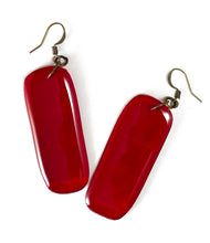 Load image into Gallery viewer, Red Vinyl Record Earrings- Recycled One Of A Kind, Lightweight, Upcycled
