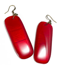 Load image into Gallery viewer, Red Vinyl Record Earrings- Recycled One Of A Kind, Lightweight, Upcycled
