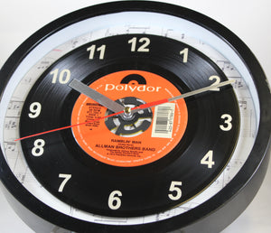 Allman Brothers Band "Ramblin' Man" Record Clock 45rpm Recycled Vinyl
