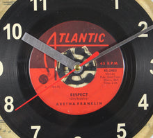 Load image into Gallery viewer, Aretha Franklin "Respect" Record Clock 45rpm Recycled Vinyl
