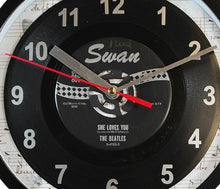 Load image into Gallery viewer, Beatles &quot;She Loves You&quot; Record Clock 45rpm Recycled Vinyl
