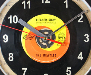 Beatles "Eleanor Rigby" Record Clock 45rpm Recycled Vinyl