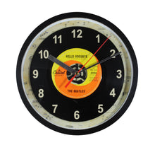 Load image into Gallery viewer, The Beatles "Hello Goodbye" Record Clock 45rpm Recycled Vinyl
