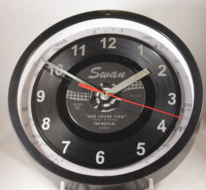 The Beatles "She Loves You" Record Clock 45rpm Recycled Vinyl