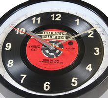 Load image into Gallery viewer, Bob Dylan &quot;Tangled Up in Blue&quot; Record Clock 45rpm Recycled Vinyl
