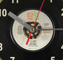 Load image into Gallery viewer, David Bowie &quot;Let&#39;s Dance&quot; Record Clock 45rpm Recycled Vinyl
