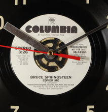 Load image into Gallery viewer, Bruce Springsteen &quot;Cover Me&quot; Record Clock 45rpm Recycled Vinyl

