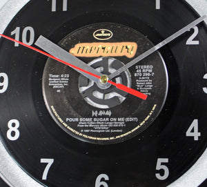 Def Leppard "Pour Some Sugar On Me" Record Clock 45rpm Recycled Vinyl