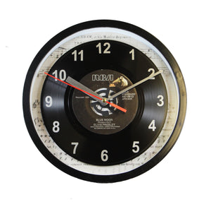 Elvis Presley "Blue Moon" Record Clock 45rpm Recycled Vinyl
