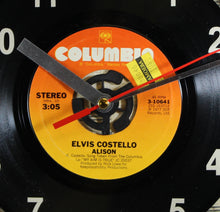 Load image into Gallery viewer, Elvis Costello &quot;Alison&quot; Record Clock 45rpm Recycled Vinyl
