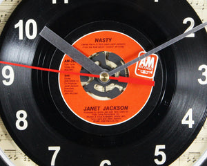 Janet Jackson "Nasty" Record Clock 45rpm Recycled Vinyl