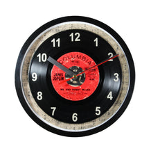 Load image into Gallery viewer, Janis Joplin &quot;Me and Bobby McGee&quot; Record Clock Recycled Vinyl 45rpm
