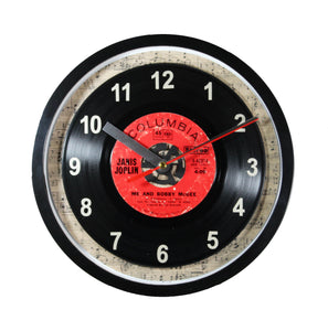 Janis Joplin "Me and Bobby McGee" Record Clock Recycled Vinyl 45rpm