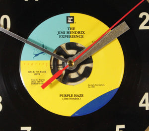 Jimi Hendrix "Purple Haze" Record Clock 45rpm Recycled Vinyl