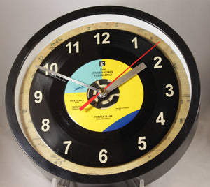 Jimi Hendrix "Purple Haze" Record Clock 45rpm Recycled Vinyl